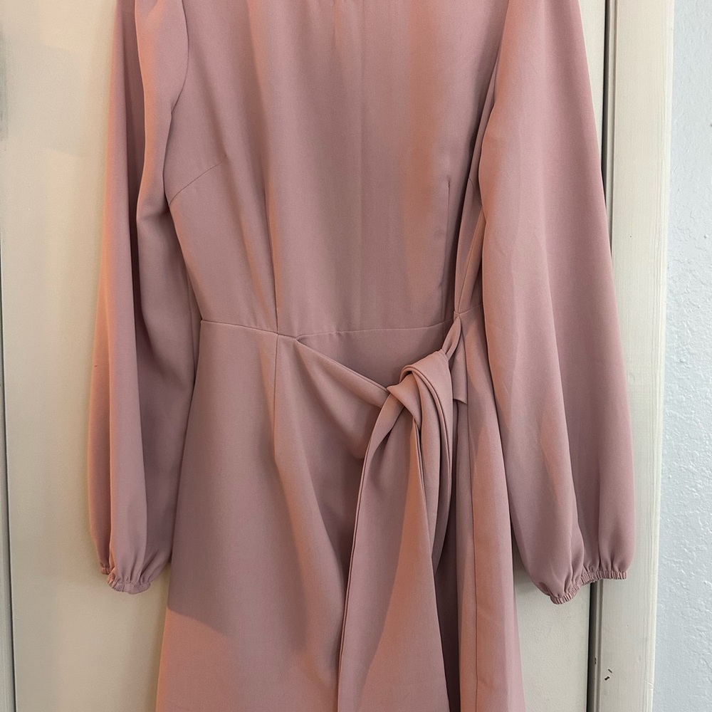 Lulu's Mauve Long Sleeve Dress with Waist Tie